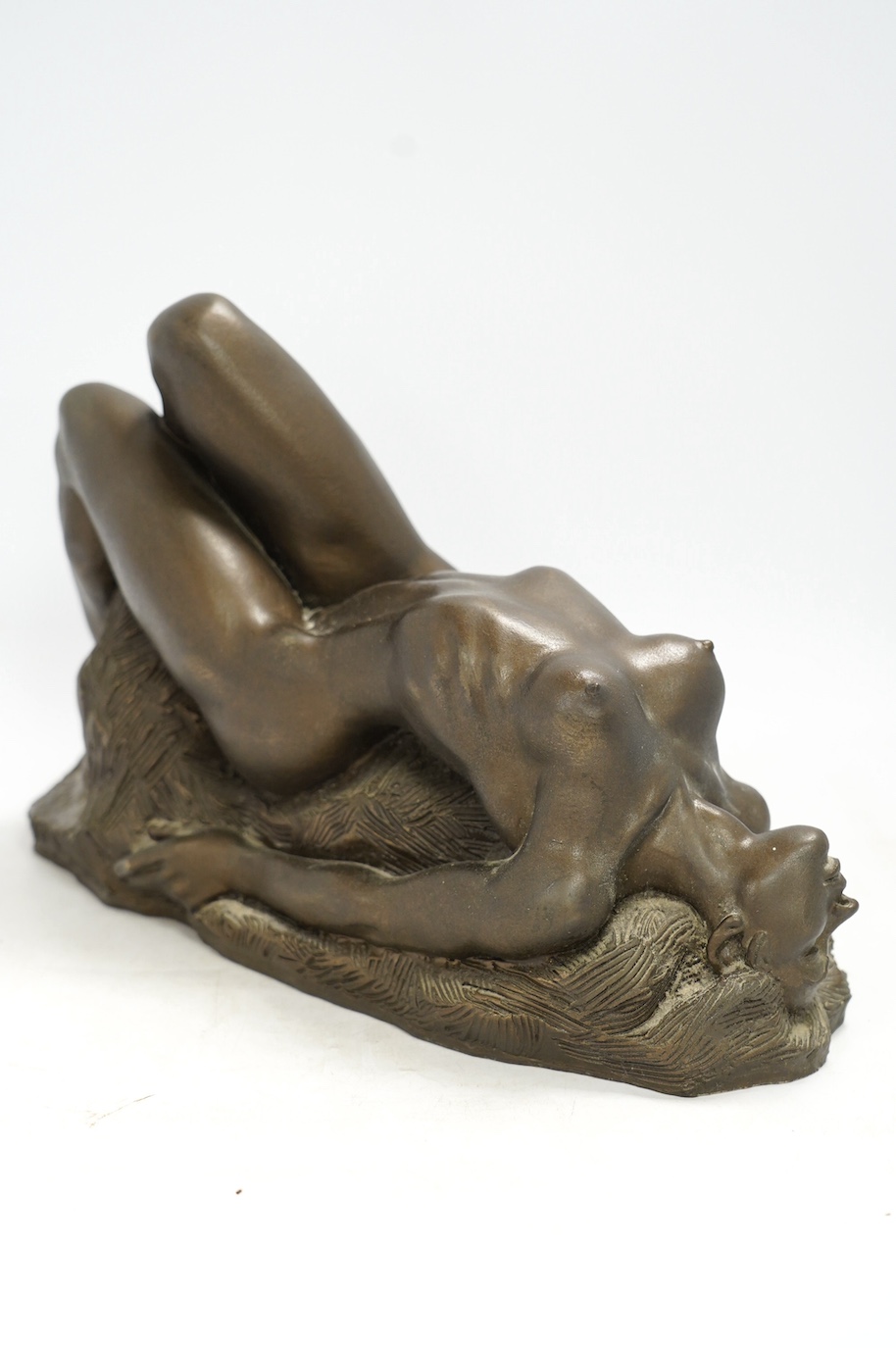Ronald Cameron, 'Marnie', cold cast resin bronze of a reclining nude, signed, limited edition 7/25, 36cm wide. Condition - good